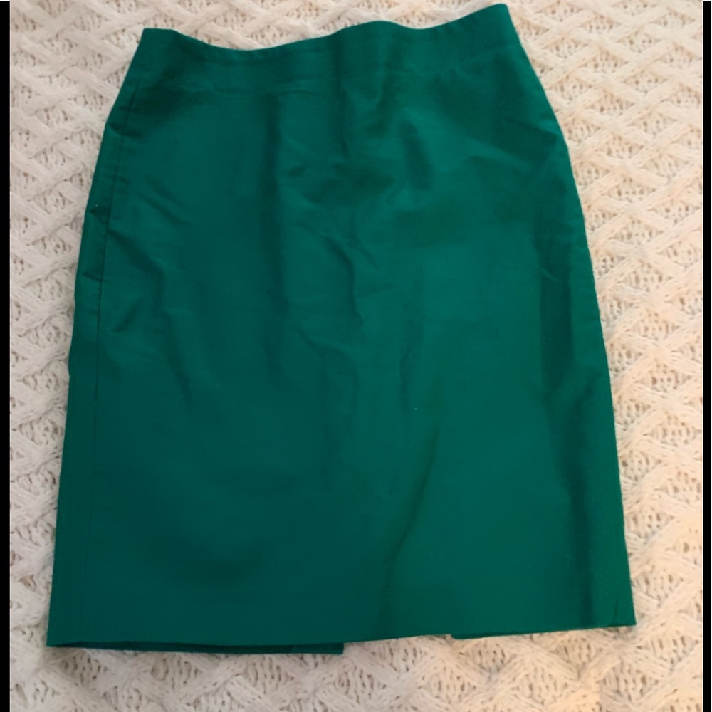 J. Crew No. 2 Warm Jade Cotton Pencil Skirt